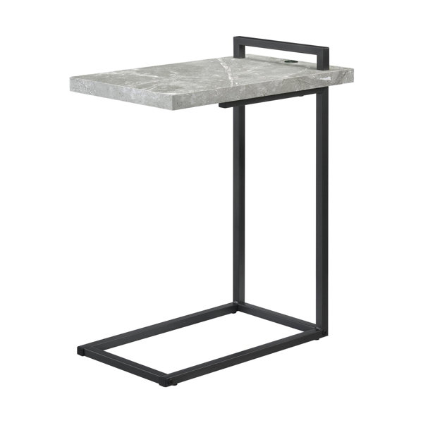 Ebern Designs Kolpack CShaped End Table with USB Charging Port in Gray